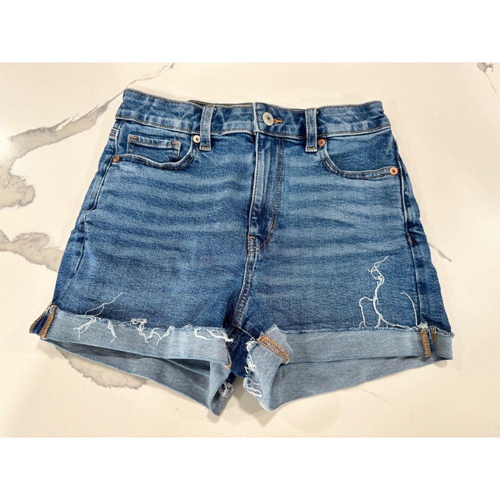 American Eagle Outfitters Mom Shorts Distressed Cuffed Denim Women's Size 0